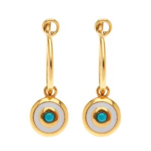 Gold Earrings with Evil Eye Detail
