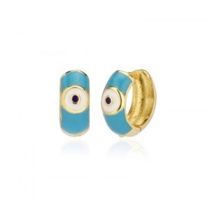 Gold Huggies with Evil Eye Details