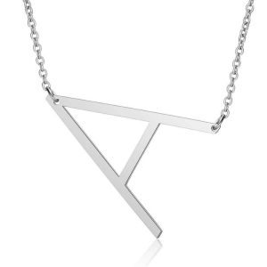 Large Letter Necklace Silver (Stainless Steel)