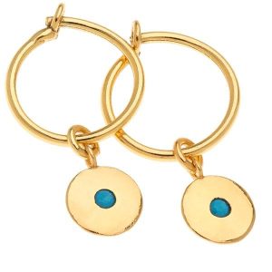 Turquoise Cubic Zirconia Yellow Gold Earrings