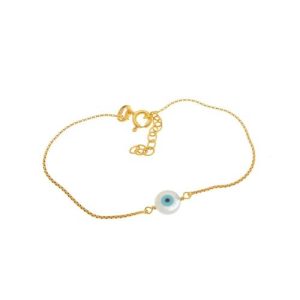 Yellow Gold Plated with Small White Evil Eye