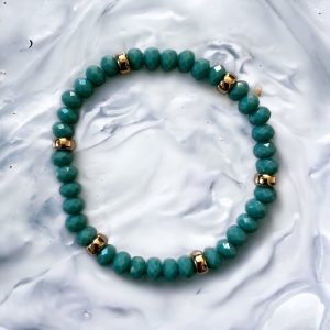 Blue Stone Bangle With 14K Gold filled  Donut Shape disc in-between