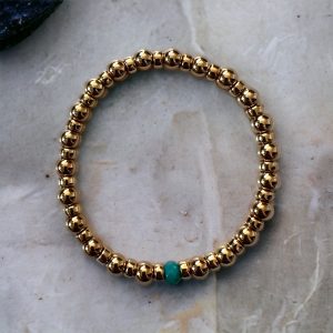 14K Gold filled Ball Bangle with Blue Stone