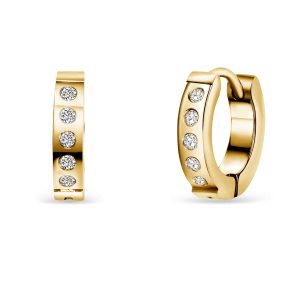 CRYSTAL STAINLESS STEEL TINY HOOP EARRINGS