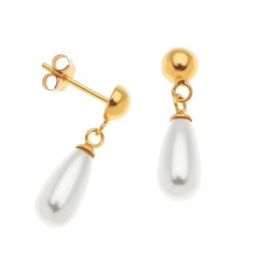 SILVER EARRING WITH HANDING TEAR DROP PEARLS