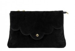 BLACK SUEDE BAG WITH GOLD HANG CHAIN