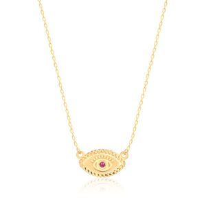 RUBY ZIRGON EYE NECKLACE GOLD PLATED