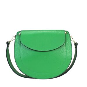 HALF CIRCLE LEATHER HANDBAG (100% Calf Leather)