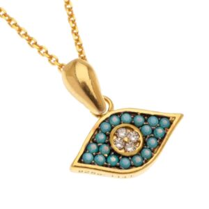 STERLING SILVER NECKLACE WITH AN EYE COVERED STONES