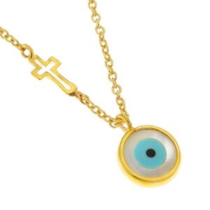 COLORED EYE STONE AND A  LONG  CROSS