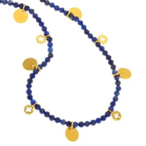 STONE NECKLACE WITH STERLING SILVER TINY CHARMS