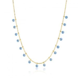 BLUE ENAMEL EYE NECKLACE