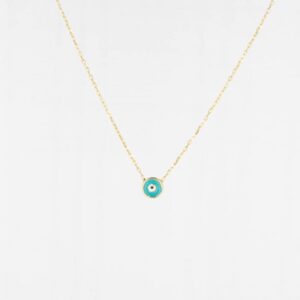 TURQUOISE ROUND ENAMEL NECKLACE