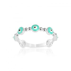 TURQUOISE EYE RNAMEL RING SILVER