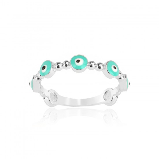 TURQUOISE EYE RNAMEL RING SILVER
