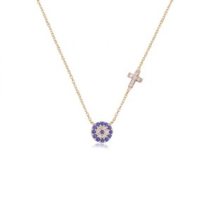 EVIL EYE AND CROSS NECKLACE