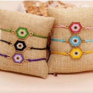 HANDMADE EVIL EYE SEED BEADED BRACELET