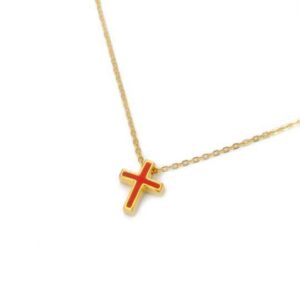 STERLING SILVER CHAIN NECKLACE WITH A CROSS COLORED WITH ENAMEL