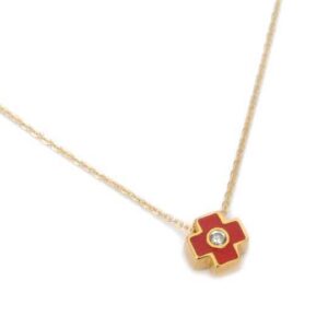 STERLING SILVER CHAIN NECKLACE WITH A SQUARE CROSS COLORED WITH ENAMEL.