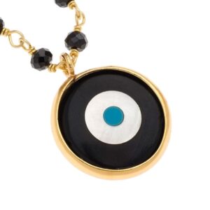 Rosary necklace with evil eye pendant