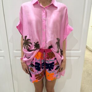 Pink floral shorts