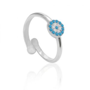 TURQUOISE EVIL EYE RING SILVER