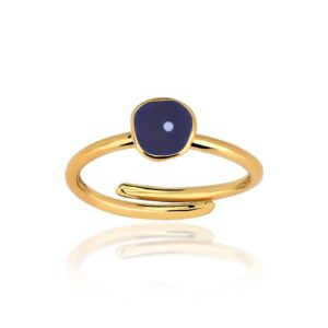 BLUE ENAMEL RING GOLD