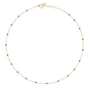 BLUE ENAMEL NECKLACE GOLD