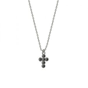 BLACK ZIRGON CROSS NECKLACE BLACK