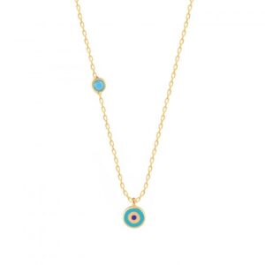 ROUND ENAMEL EYE NECKLACE GOLD