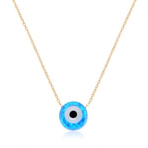 BLUE OPAL EYE NECKLACE GOLD