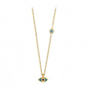 OVAL ENAMEL EYE NECKLACE GOLD