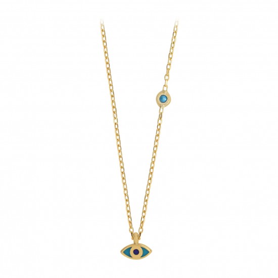 OVAL ENAMEL EYE NECKLACE GOLD PL 925