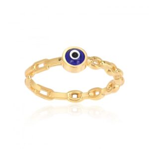 BLUE EYE ENAMEL RING GOLD
