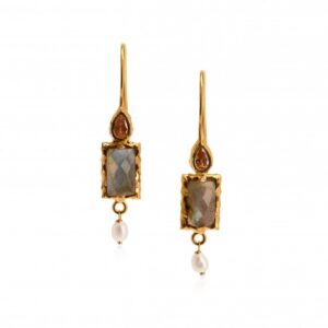 LABRADORITE SEMIPRECIOUS EARRING GOLD