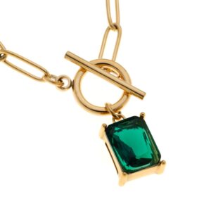 GREEN CRYSTAL STONE AND FRONT TOGGLE CLASP
