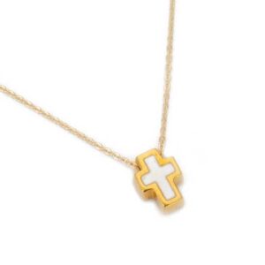 STERLING SILVER CHAIN NECKLACE WITH A SQUARE CROSS COLORED WITH ENAMEL