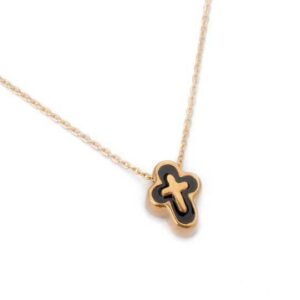 STERLING SILVER CHAIN NECKLACE WITH CROSS COLORED ENAMEL AND ANOTHER ONE INSIDE IT