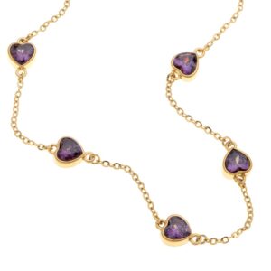 HEART SHAPED MAGENTA CRYSTAL  NECKLACE