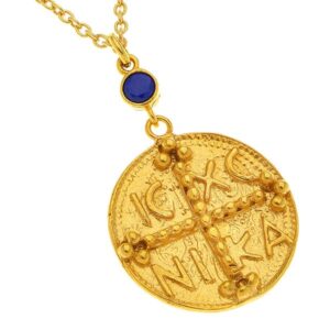 STERLING SILVER CHAIN NECKLACE WITH A COIN