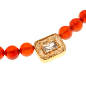 Stone string necklace with rectangular pendant