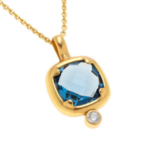 Sterling silver crystal pendant chain necklace