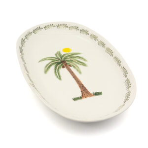 ROCK PLATTER WITH PALM -DARK GREEN