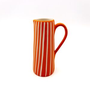 TALLY JUG MATT CARVED STRIPES ORANGE